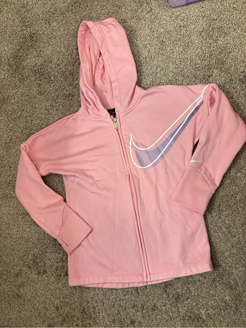 Nike Pink Kids Hooded Zip Jacket with Large Swoosh